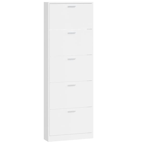 vidaXL Skoskåp högglans vit 59x17x169 cm
