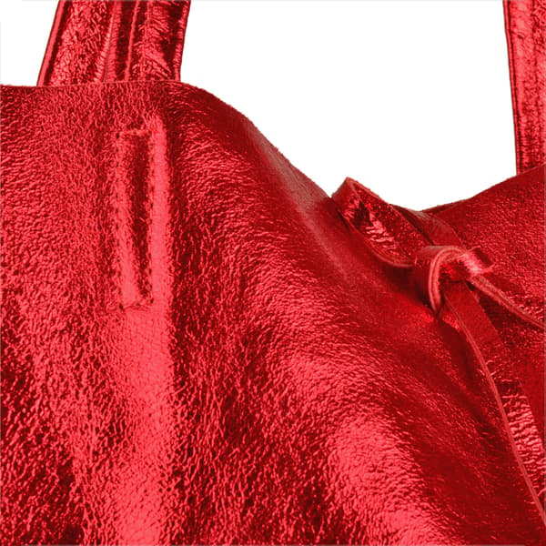 Let læder shopper taske, rød metallic