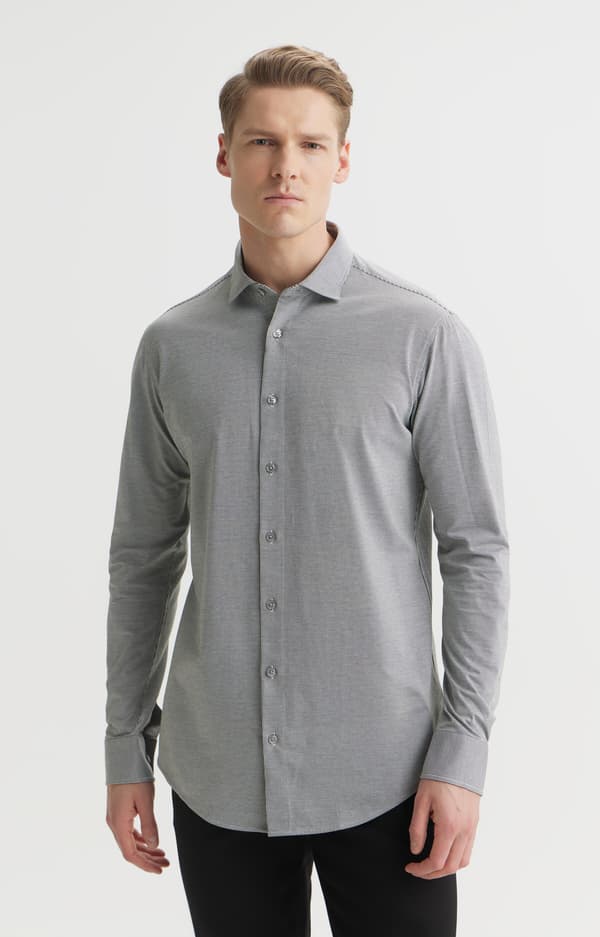 Slim fit stribet skjorte L