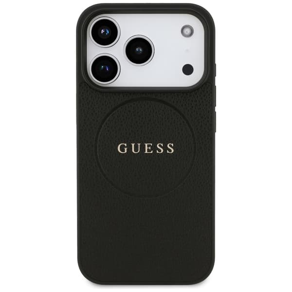 Guess Grained Ring MagSafe-etui til iPhone 17 Pro, sort