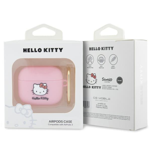 Hello Kitty Silikone 3D Kitty Hovedetui til Airpods 3, Lyserød