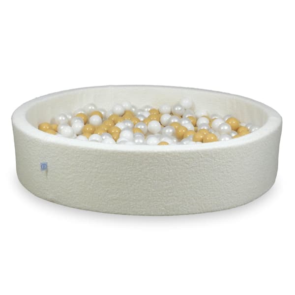 Torr pool 130x30 Boucle Vit 600 bollar: vit, pärlfärgad, beige