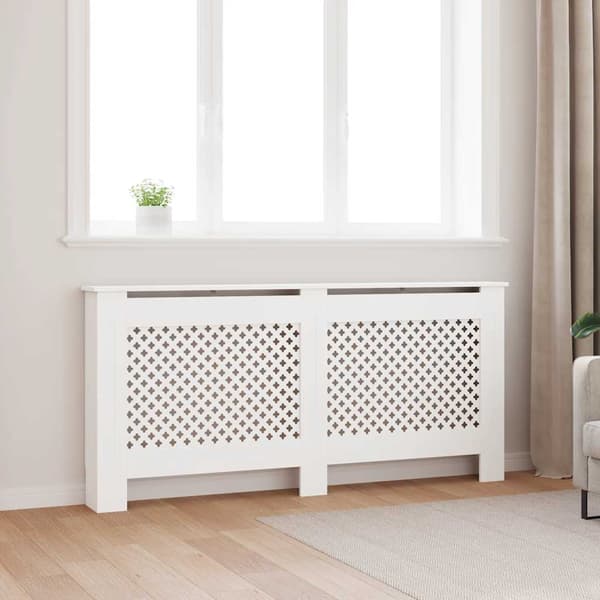 vidaXL Radiatorskydd, Vit, 172x19x81,5 cm, MDF