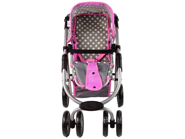 Dukkevogn 2 i 1 Gondoltaske Pink Stjerner