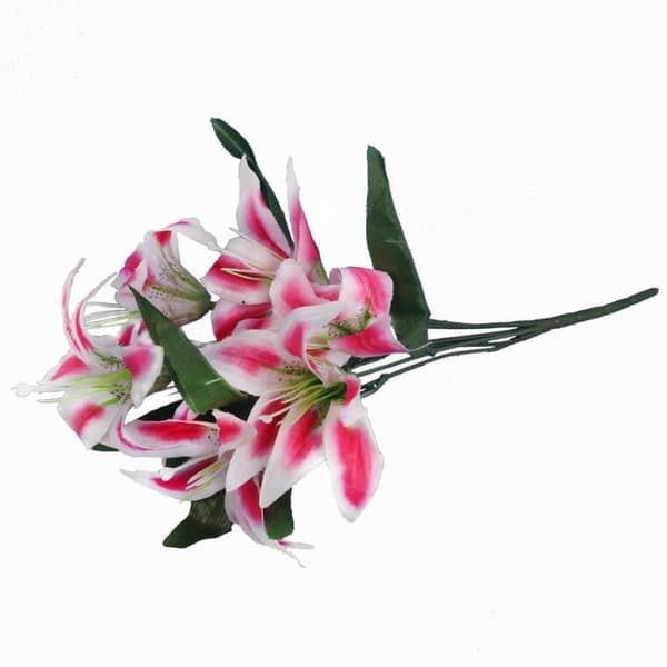 Buket med 7 lyserøde liljer, 34 cm