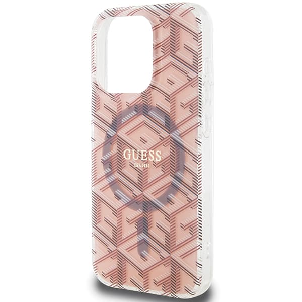 Guess IML GCube MagSafe-etui til iPhone 15 Pro Max, lyserød