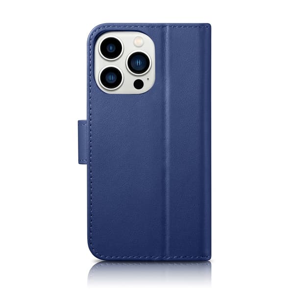 2-i-1 Läderfodral iPhone 14 Pro Anti-RFID Plånboksfodral Blå