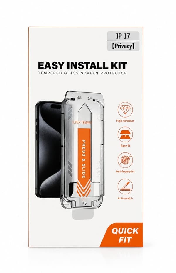 Privacy-glas med applikator til iPhone 17