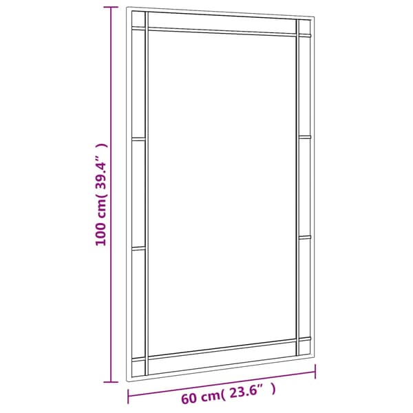 vidaXL Väggspegel, svart, 60x100 cm, rektangulär, järn