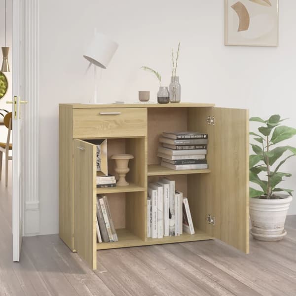 vidaXL skab Sonoma eg 80x36x75 cm spånplade