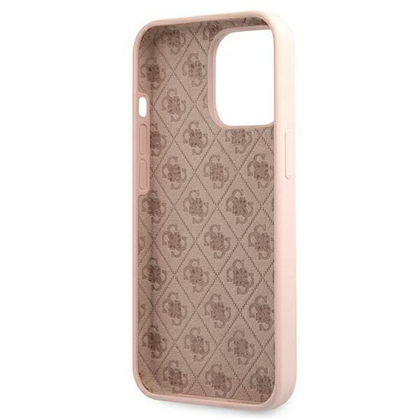 Guess Silikone Script Guld Logo MagSafe-etui til iPhone 13 Pro / 13, lyserød/lyserød