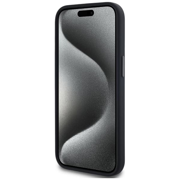 Karl Lagerfeld Silikone Shadow Metal Initial MagSafe-etui til iPhone 15, Sort