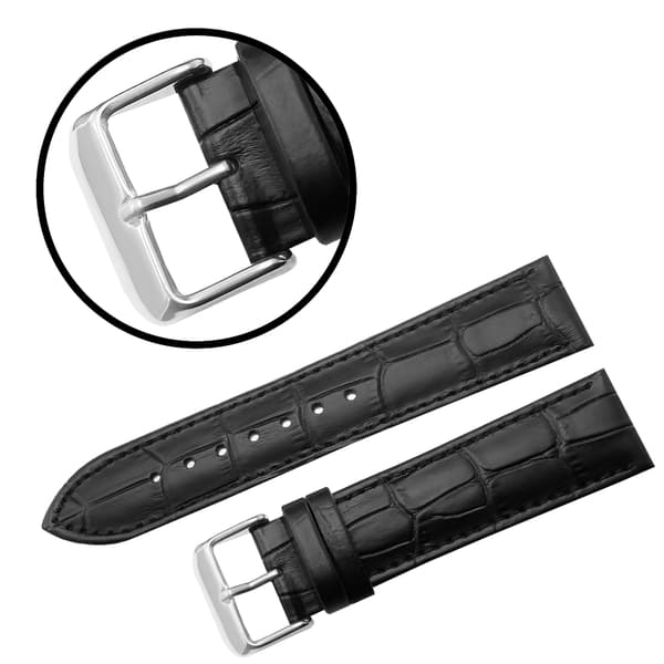 FUJI LÆDERREM 22 MM CROCODILE sort rem, sorte syninger