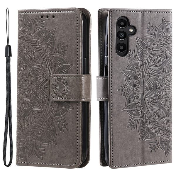 Samsung Galaxy A55 5G Flipfodral, Mandala, Grå
