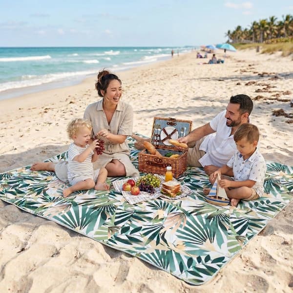 Picnictæppe - strand - bomuld - "Eukalyptus" 180x200 cm