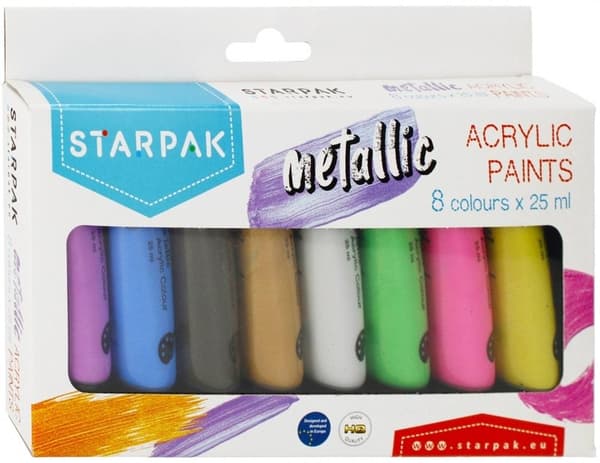 Metallisk akrylmaling 8 farver/25 ml