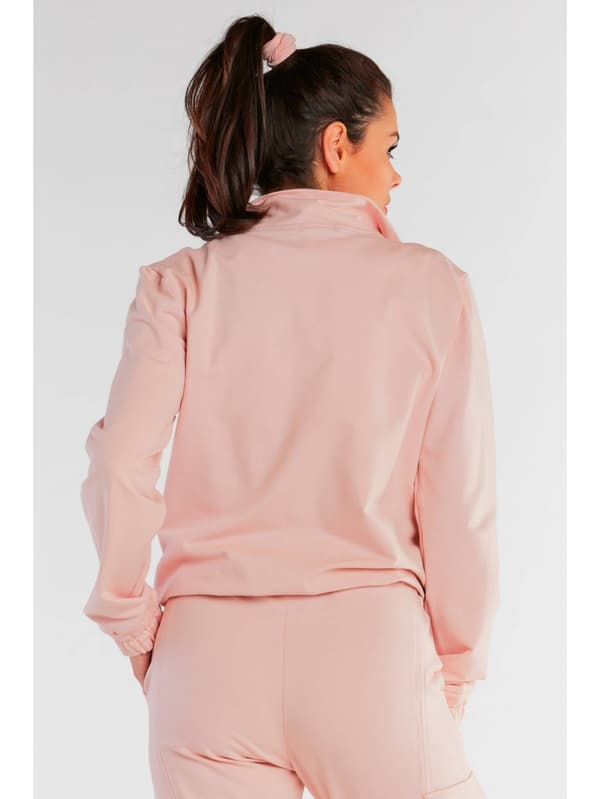 Bomullströja med dragkedja, rosa L/XL