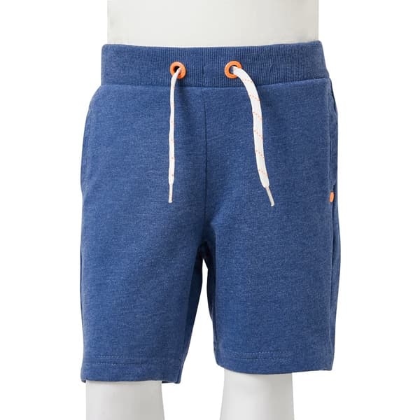 Barnshorts med dragsko, mörkblå melerade, 128