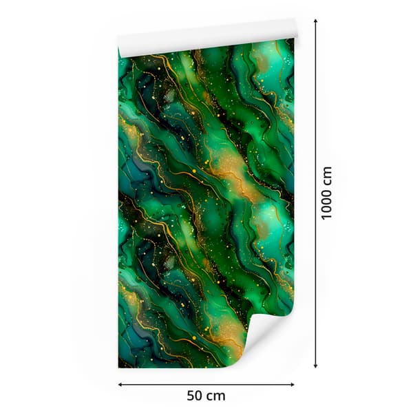 Pullonvihreä, vihreä, merenvihreä ja oliivinvihreä musteella värjätty tapetti 50x1000 cm