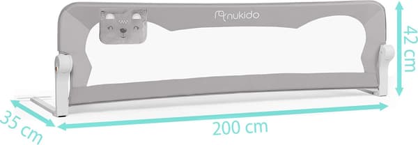 Nukido-sängyn kaide 200 x 42 x 35 cm harmaa