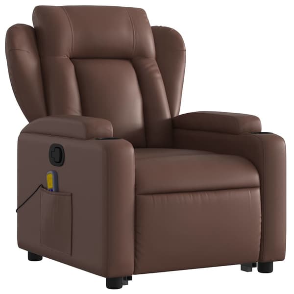 vidaXL Lyftbar massagefåtölj, brun, konstläder