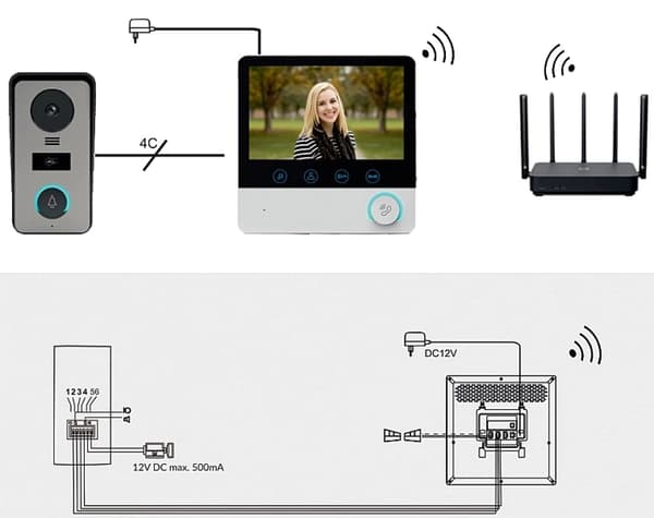 WiFi Video Intercom TUYA App Nøgleringe Fuld HD Touchskærm RFID 7'