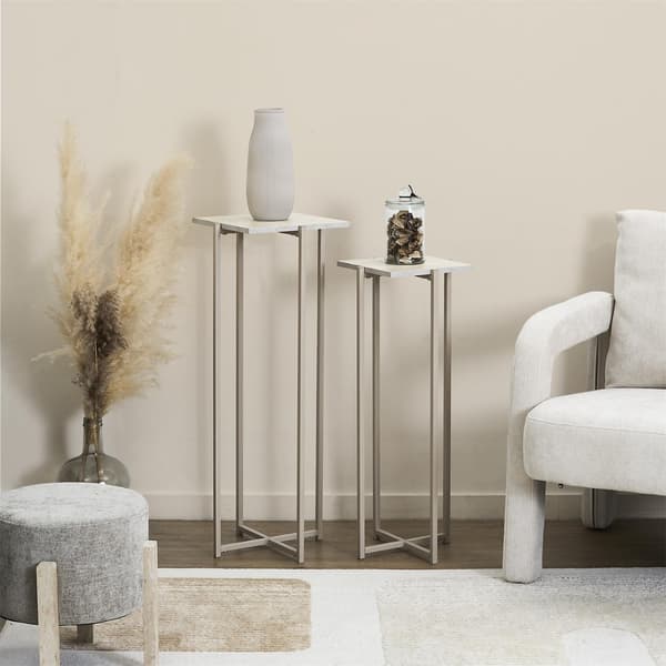Sæt med 2 dekorative blomsterstandere terranova beige