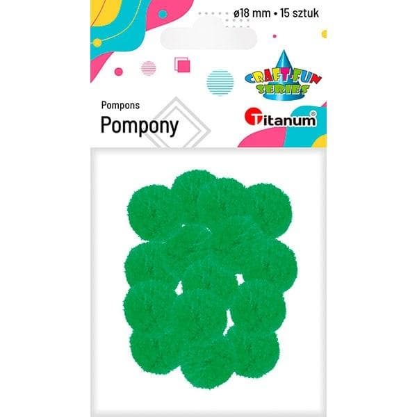 Polyesteripompomit 18mm vihreät 15kpl