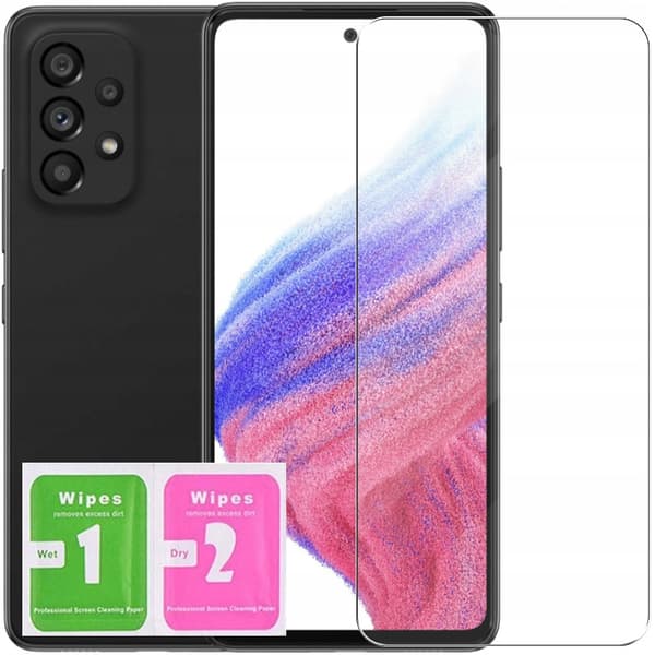Etui til SAMSUNG GALAXY A53 5G Mat Sort Silikone Slim + GLAS