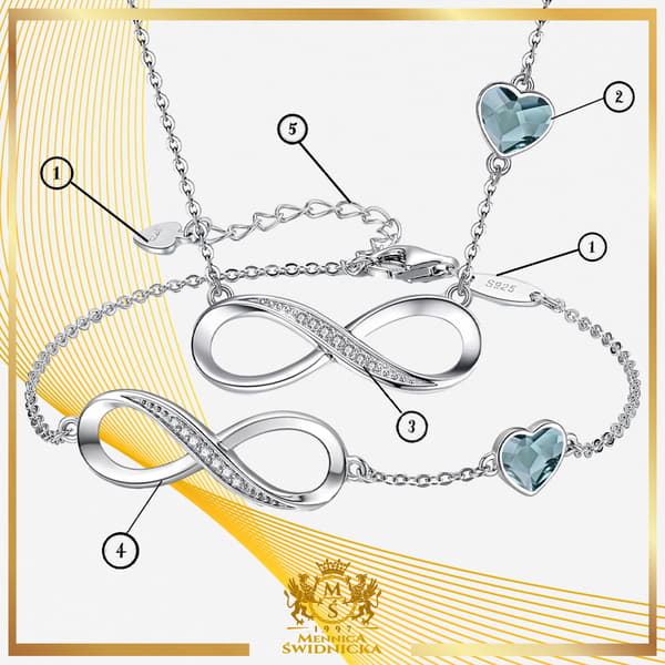 Sølv Infinity Armbånd Kæde Sæt Gave Til Kvinder - Denim Blå - Sølv 925