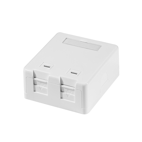 LogiLink Surface-Mounted Box 2 Keystone Module RJ45 USB Cat.6A Snap-in Valkoinen