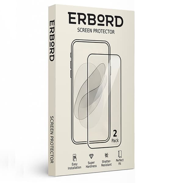 2x Härdat Glas för iPhone 17 Pro Max, ERBORD 9H Hårt Glas, glas