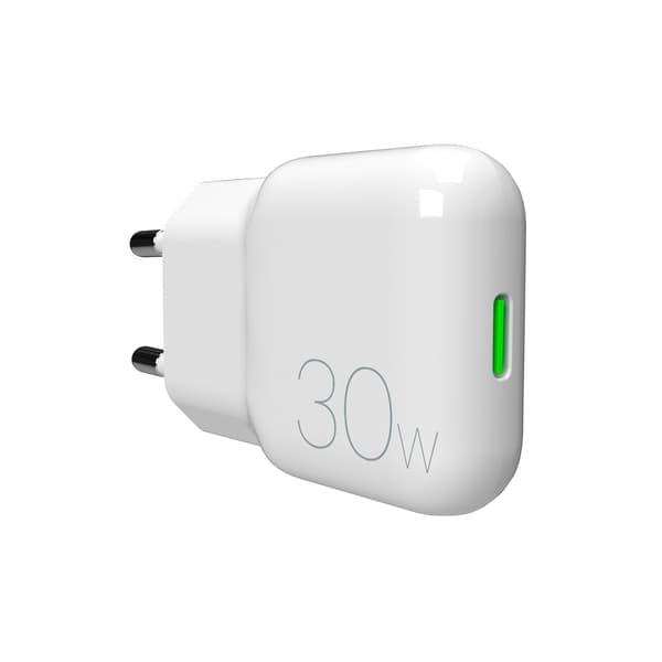 USB-C GaN 30W vægoplader - Hvid
