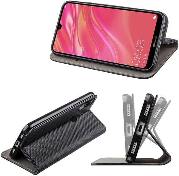 Etui til HUAWEI P10 LITE LUKKET SMART MAGNETETUIL SORT+GLAS