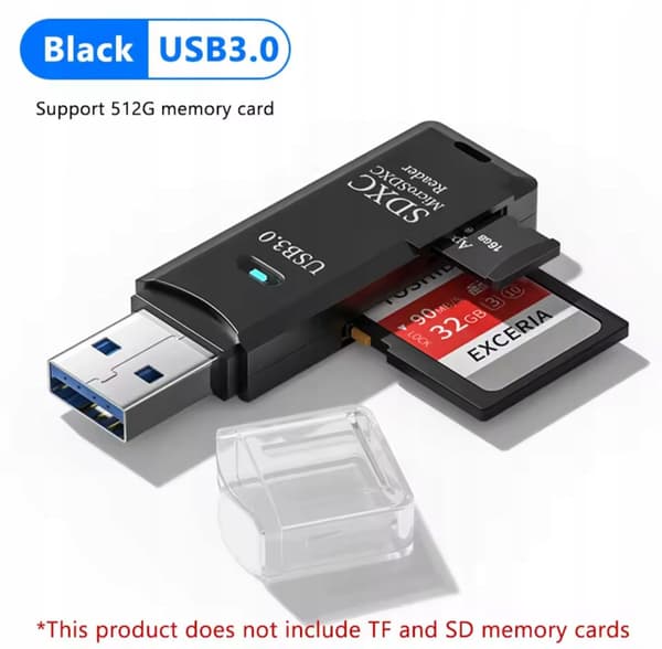USB 3.0-kortläsare för SDXC, SDHC, MMC, RS-MMC, Micro SDXC/SD/SDHC