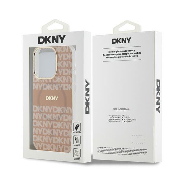 DKNY IML Mono & Stripe MagSafe-etui til iPhone 14 Pro, lyserød