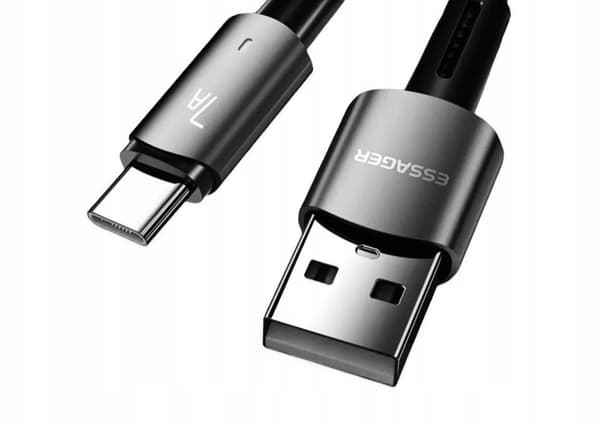 ESSAGER hurtigt USB A til C-kabel 2 meter 7A, 100W 2 m. SORT