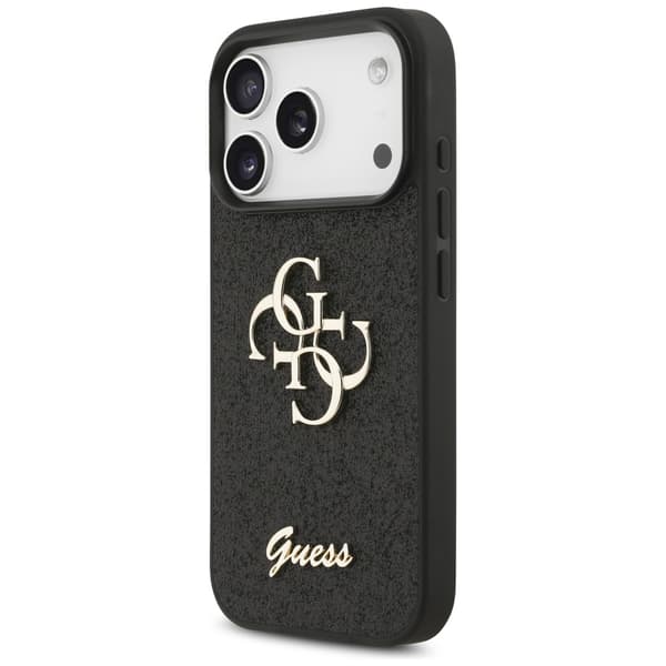 Guess Fixed Glitter Big 4G cover til iPhone 17 Pro, sort