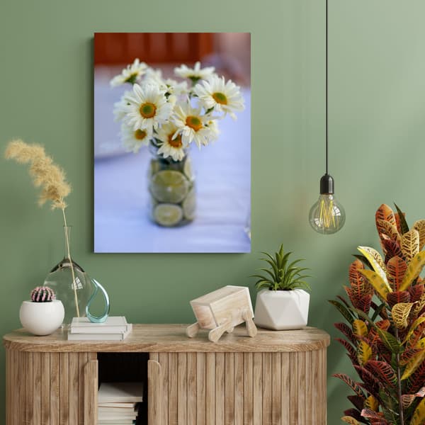 Botanisk canvastavla Bukett prästkragar 80x100