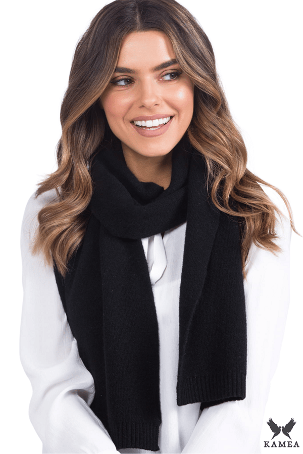 SCARF*02 dame vintertørklæde sort farve