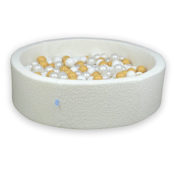 Torr pool 110x30 Boucle Vit 400 bollar: vit, pärlfärgad, beige
