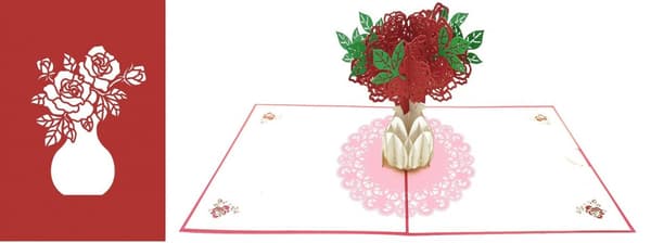 Kort 12x18 cm + POP-UP-kuvert Rosor