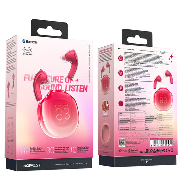T9 Bluetooth 5.3 Langattomat Nappikuulokkeet USB-C Punainen