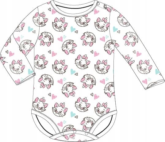 Babyflickbody i bomull långärmad katt 68 D091A