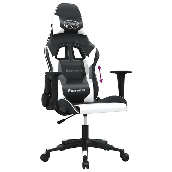 vidaXL gamingstol, sort og hvid, kunstlæder