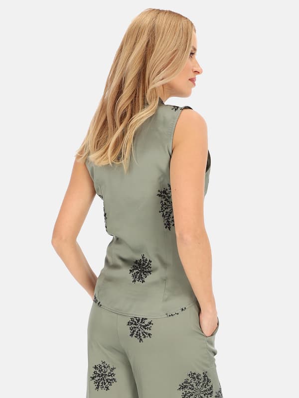 ELEGANT ÄRMLÖS DAMBLUS MED PALJETTER