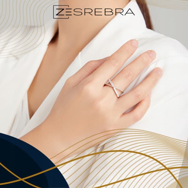 Sølv dobbelt ring 925 sølv størrelse 17 infinity zirkoner