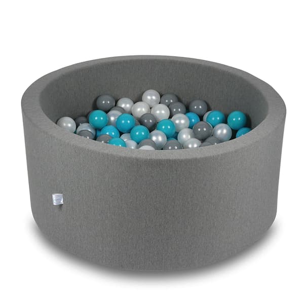 Tør pool 90x40cm grå med 300 bolde: turkis, grå, perlemor