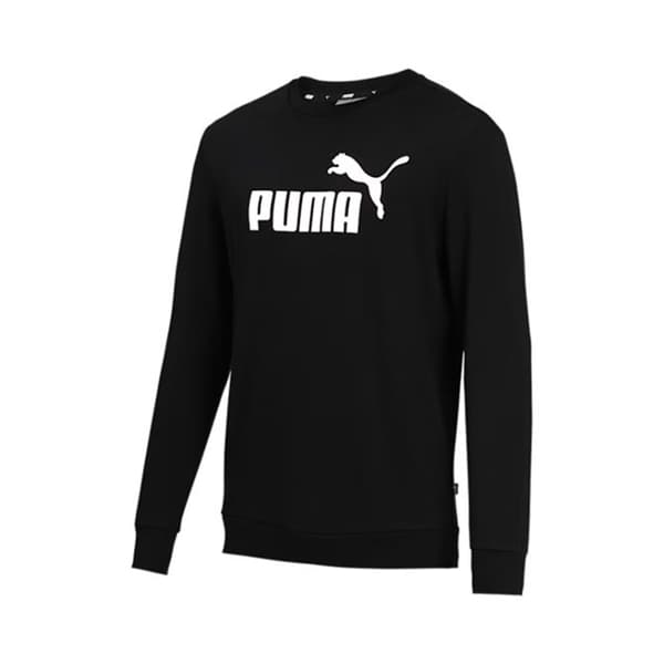 Puma Herre Essential Big Logo Crew Sweatshirt Sort 66% Bomuld, 34% Polyester [586680 01] rS
