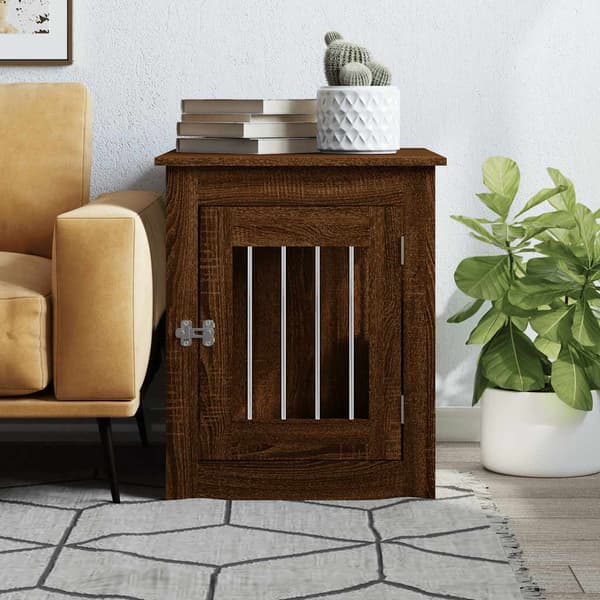 vidaXL hundebur brunt egetræ 55x75x65cm træbaseret materiale